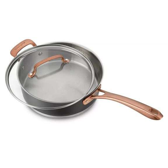 Cuisinart Classic Matte Black SS Sauce Pan w/Lid & Blush Bronze Handle – 3.5 Qt