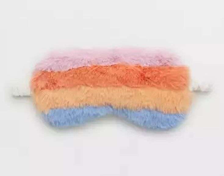 Women's Aerie Fur Sleep Mask with Pretty Stripes/Elastic Band – Size: US O/S