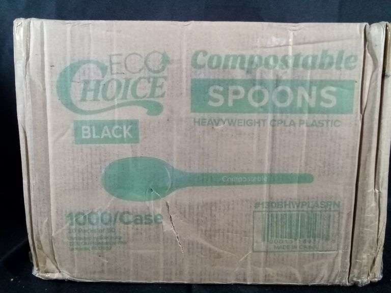 EcoCHoice Heavy Weight Compostable CPLA Plastic Spoons – Black 1000/Case