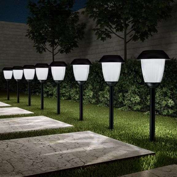 Set of 6 Outdoor Solar Landscape Lights, Plastic, LED