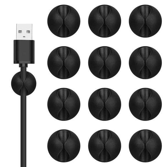 Lot of 12 Multipurpose Cable Clips Set – Black CC-949