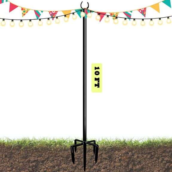 String Light Poles for Outdoor – Black 10ft 4 Count