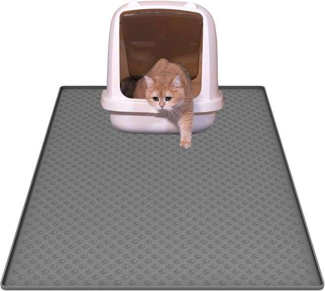 Petority Cat Litter Box Mat – Gray 24" x 32"