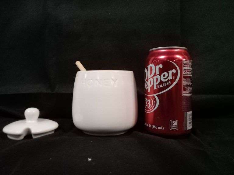 Bushwick Kitchen, Honey Pot With Dipper, White