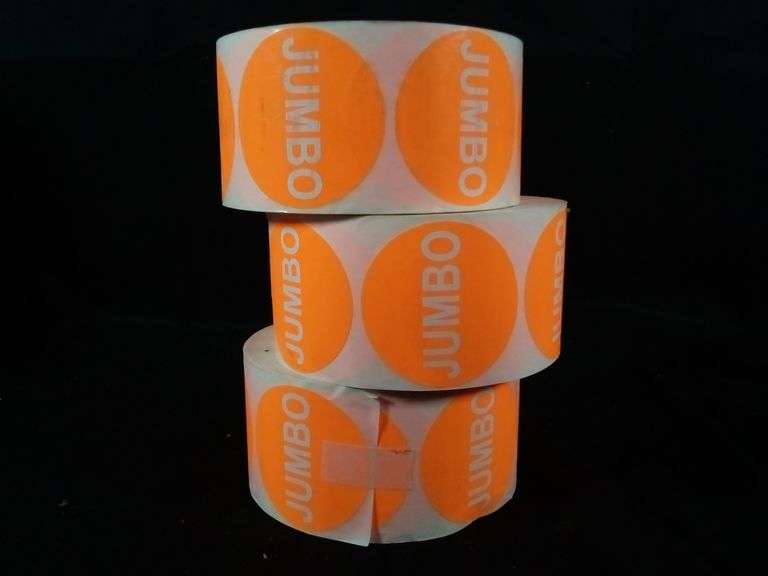 Lot of 3 Jumbo Label Stickers Roll – Round Orange