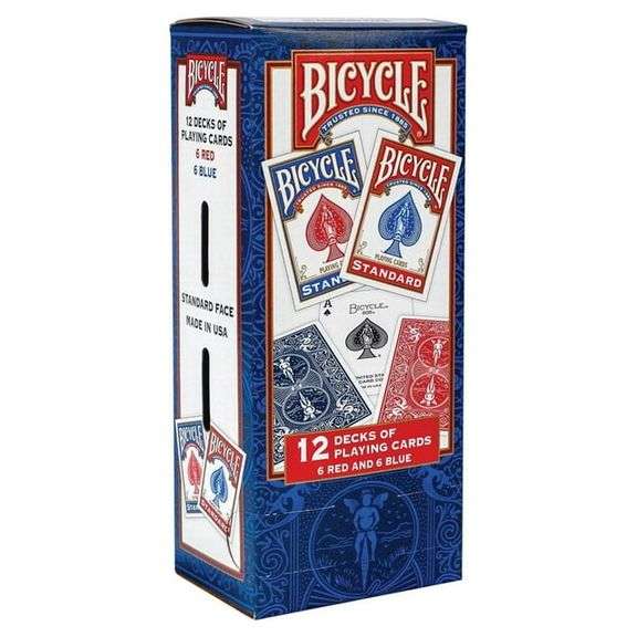 Bicycle 12-Decks of Playing Cards – Poker Size, 6 Red & 6 Blue