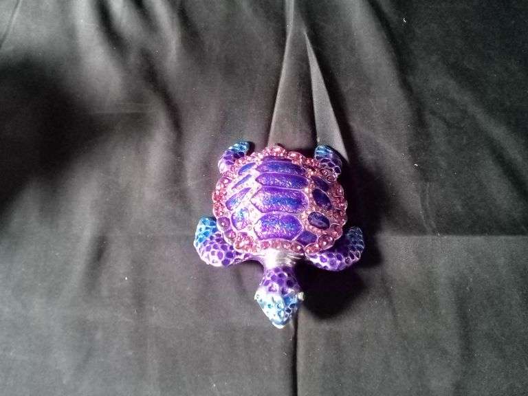 Purple Sea Turtle Figurine Decorative Jewelry Box Hinged Trinket Box