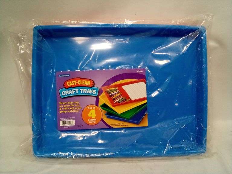 Lakeshore Easy-Clean Craft Plastic Trays Set – Asst. Colors 12" x 16" 4 Count