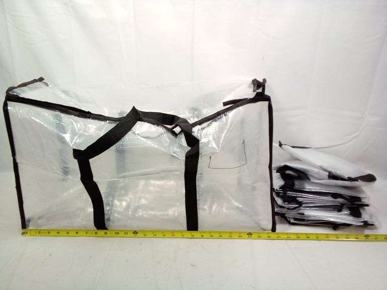 Lot of 6 Foldable Heavy Duty Storage Moving Bags – Clear