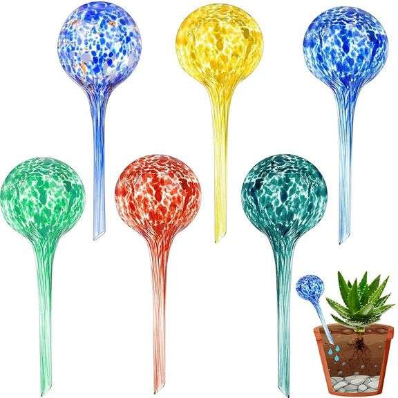 Automatic Self Watering Plant Glass Ball Bulbs – Assorted Colors, 6 Bulbs