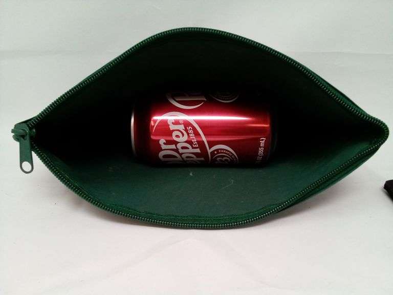 Set of 4 Nylon Zipper Bags & Pouches, Green - for School, Money, Makeup