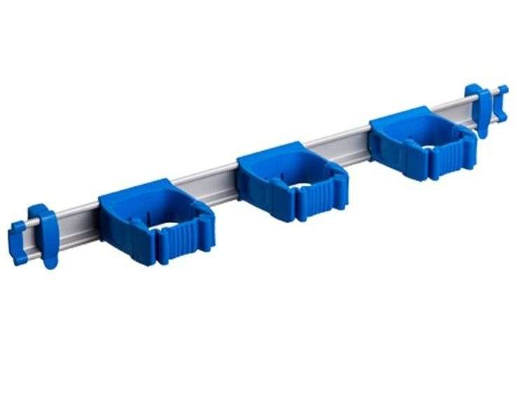 Toolflex One Rail Mop & Broom Organizer 3 Tool Holder – Blue