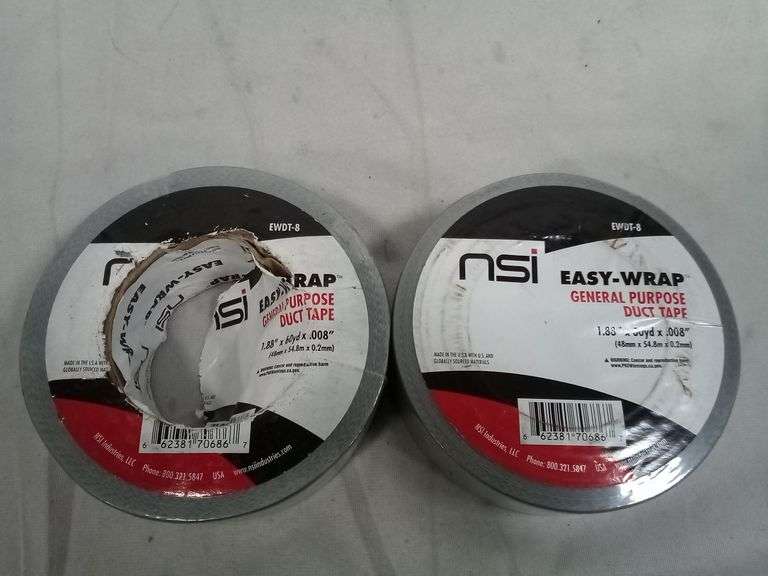 Lot Of 2 NSI Easy-Wrap General Purpose Duct Tape, 1.88" x 60yd x .008" EWDT-8