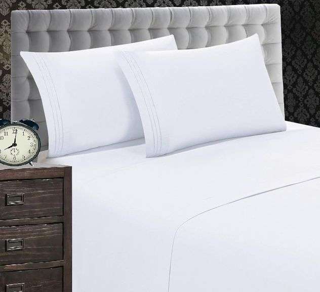 Elegant Comfort 1800 Thread Count Egyptian Cotton Sheet Set – White Queen 4 Pc