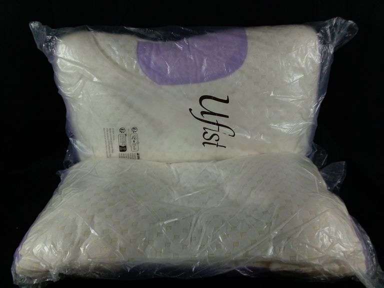 Lot of 2 Ufist Memory Foam Cervical Neck Pillow – Cream/Purple