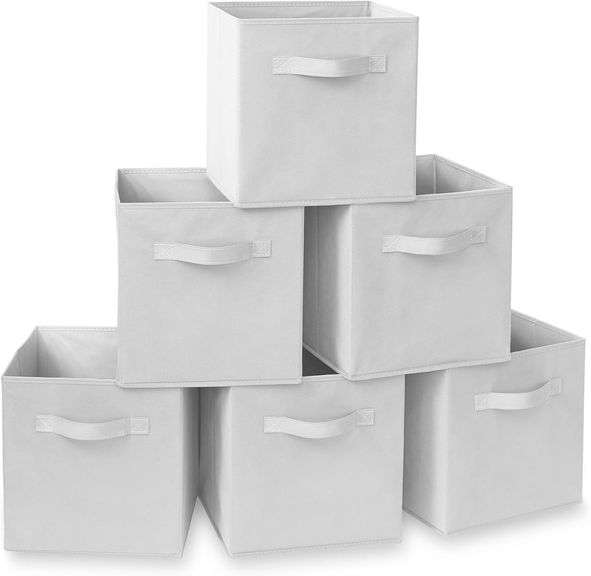 Casafield Collapsible Storage Cubes – Set of 6, White 13" x 13" x 13"