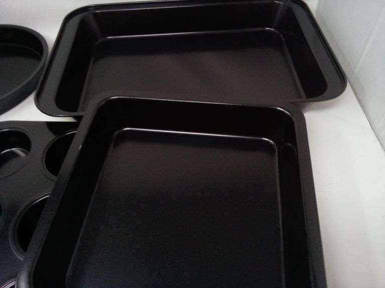 Non-Stick Stainless Steel Bakeware Set – Black 6 Count