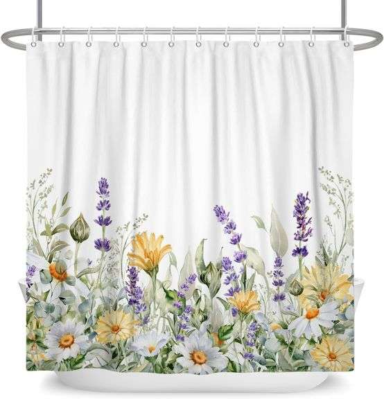 Sillsloso Shower Curtain - Daisies, Lavender, and Summer Flowers – 72" x 72"