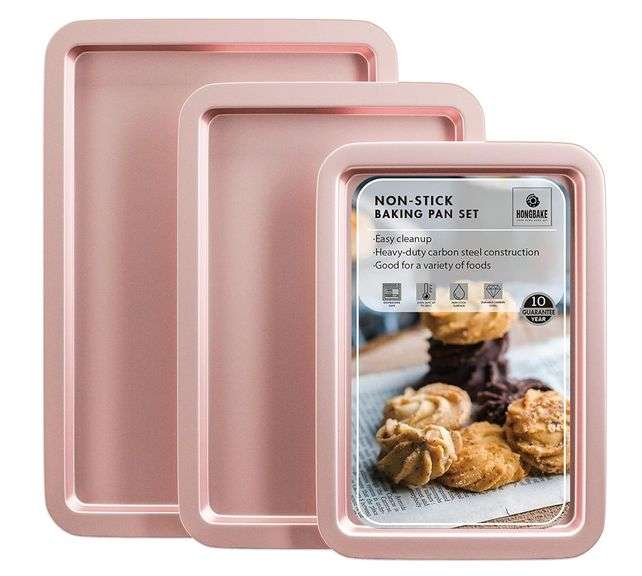 Hongbake Non-Stick Baking Pan Set – Pink 3 Piece