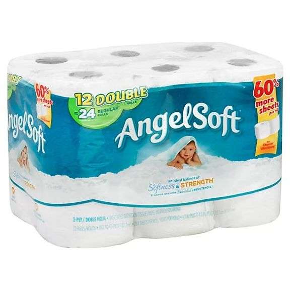 Angel Soft Unscented Bathroom Tissue – 2-Ply 12 Double Rolls