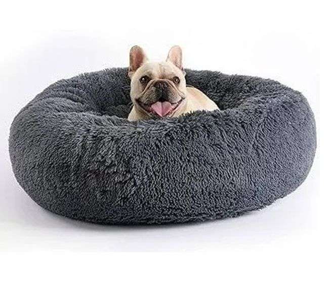 TLC Cycle Vacuum Sealed Calming Donut Dog Bed – Grey