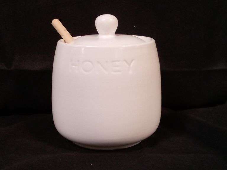 Bushwick Kitchen, Honey Pot With Dipper, White