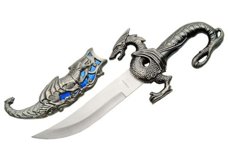 Szco Supplies Blue Dragon Dagger, Color: Silver/Blue