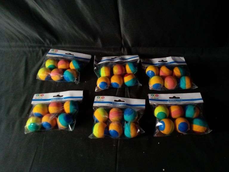Lot of 6 321 Party! Striped Colorful Bounce Balls – 6 Piece each