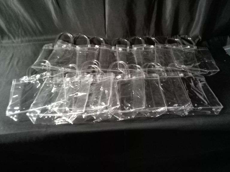 Lot Of 16 Christmas Gift Tote Bags, Reusable Transparent Party Favor Bags, Clear