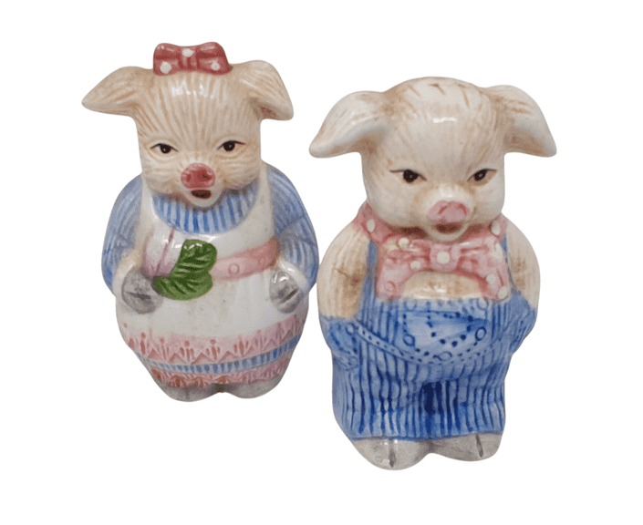 Vintage Mr And Mrs Pig Salt And Pepper Shakers Country Farmer