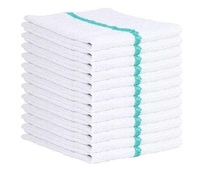 Qwick Wick Green Stripe Utility Terry Towels – 16" x 19" 1 Dozen