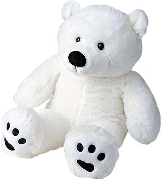 Vacuum Sealed Stuffed With Love & Joy Polar Bear Plush Stuffed Toy – White/Black