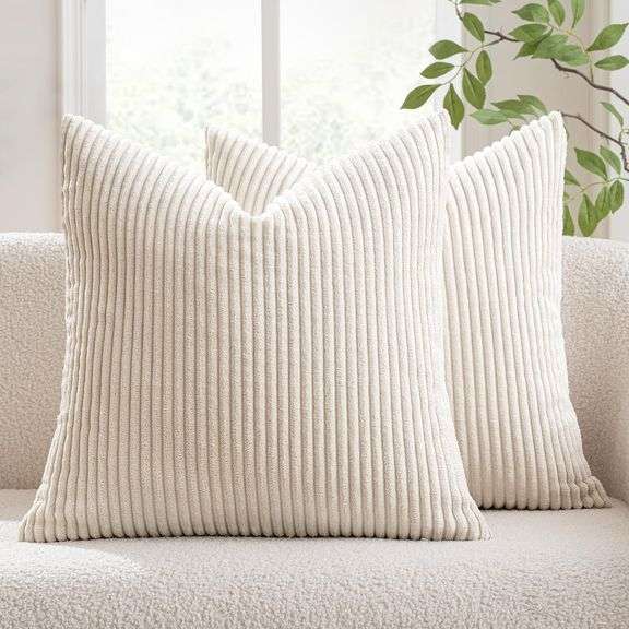 Wool Weave Cushion Cover, Soft Textured Pillow Case, White, 19" x 19"