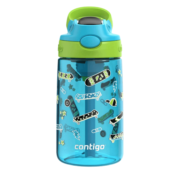 Contigo Kid's Aubrey Plastic Water Bottle - Blue Raspberry/Skater  14 oz
