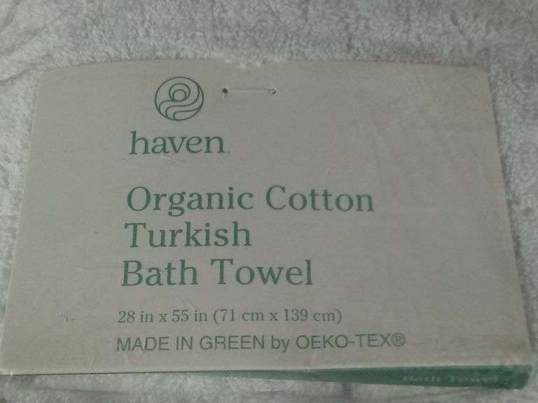 Haven Organic Cotton Turkish Bath Towel – White 28" x 55"