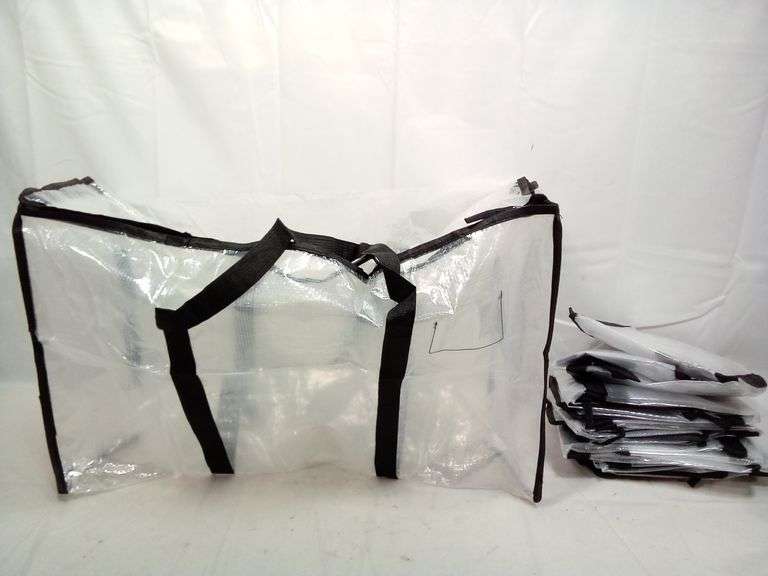 Lot of 6 Foldable Heavy Duty Storage Moving Bags – Clear