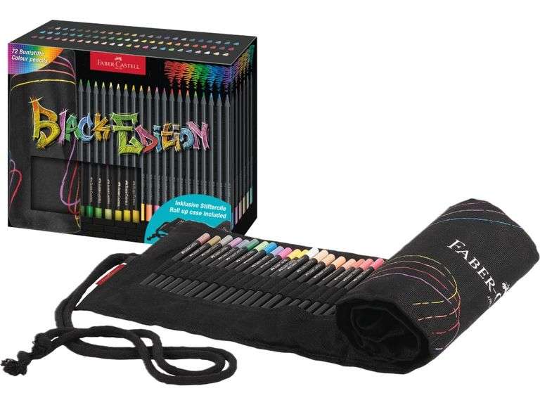 Faber Castell Black Edition Colored Pencils with Roll Up Case – 72 Pcs 116418