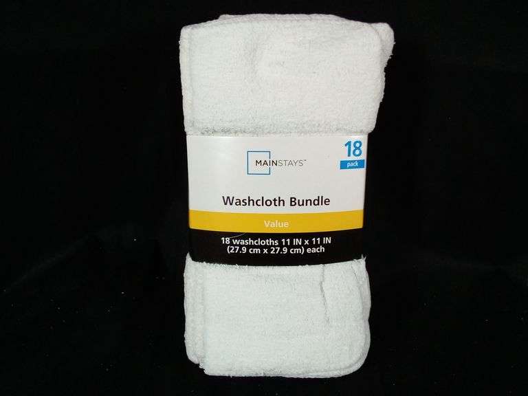 Mainstays Washcloth Bundle – White 11" x 11" 18 Count