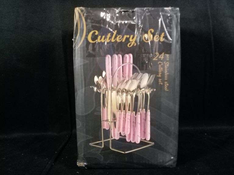 Set of 24 Stainless Steel Cutlery Set – Pink