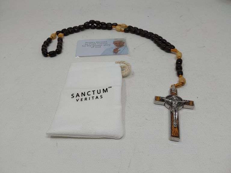 SANCTUM VERITAS Genuine Made in Italy Rosary Necklace Blessed by Pope Francis