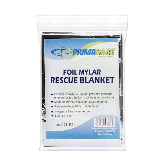 Lot Of 10 Primacare, Emergency Foil Mylar Rescue Blanket, 52" x 84" CB-6841