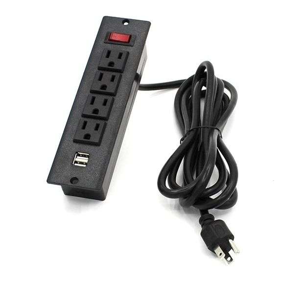 Ideal 4-Outlets Socket Strip with USB Port – Black 15A 125V Max. 1875W IC314-A2