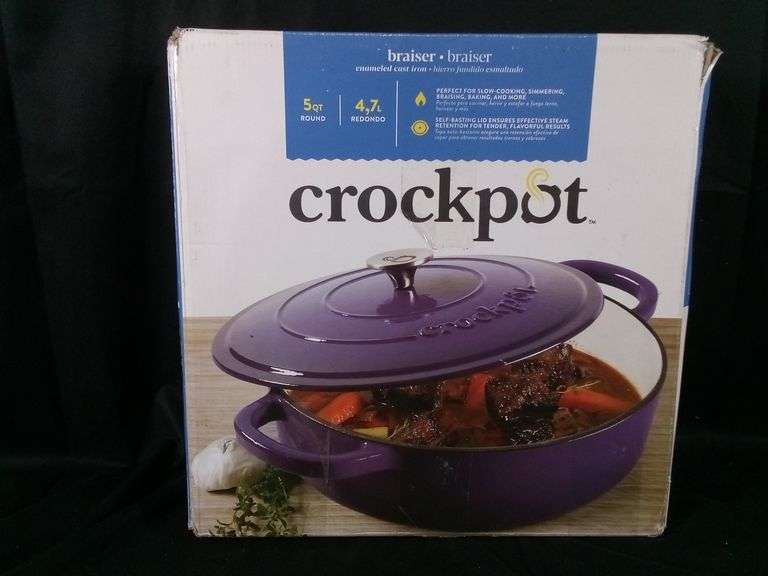 Crock-Pot Artisan Enameled Cast Iron Braiser with Lid – 5 Quart