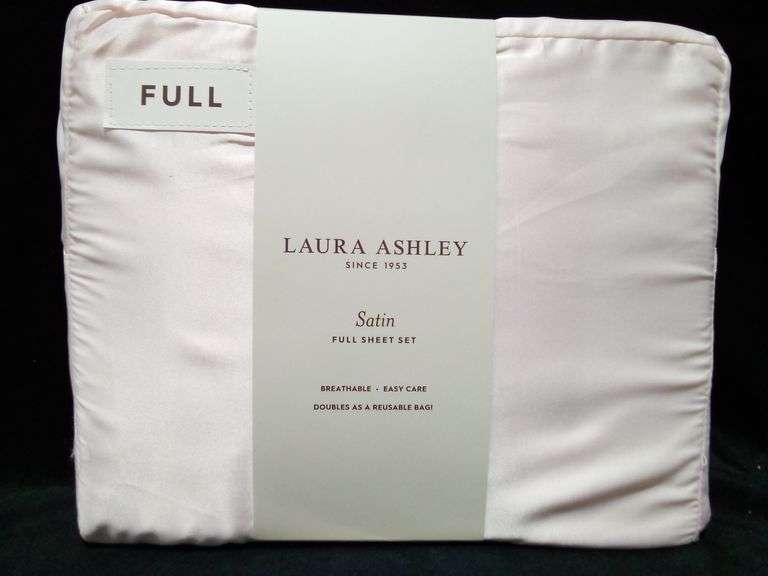 Laura Ashley, Satin Full Sheet Set, White