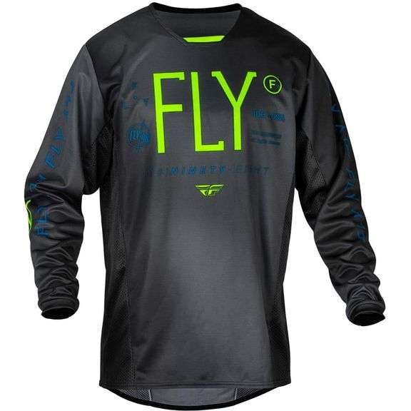 Fly Racing Youth Kinetic Jersey – Charcoal/Neon Green YS