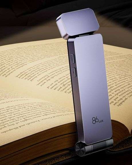 86 LUX, Pocket E1 Rechargeable Clip On Bookmark Reading Light, Grey