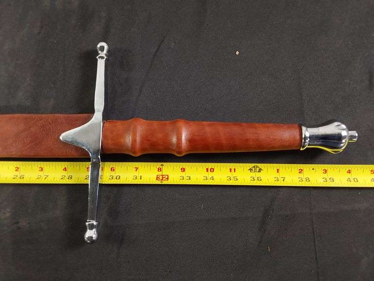 Stainless Steel Sword With Leather Sheath, 40"