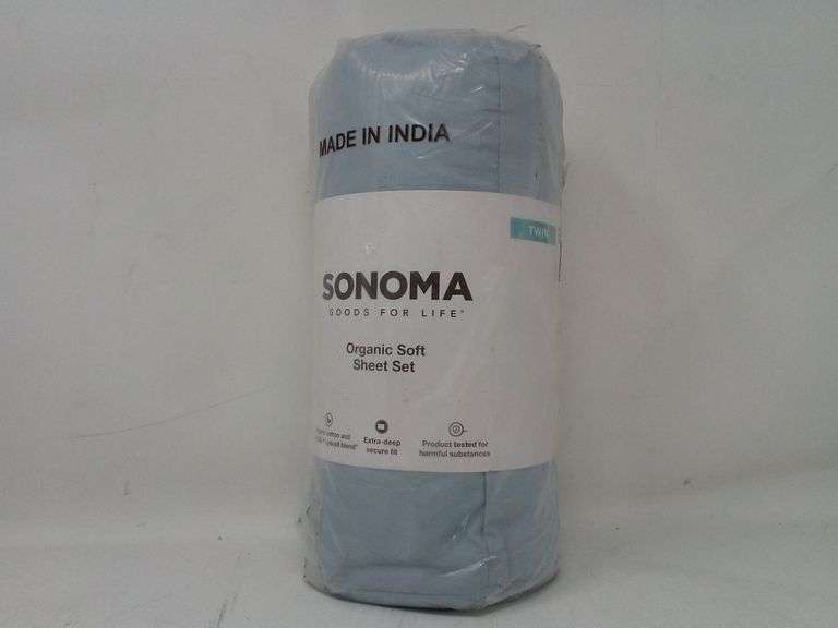Sonoma, 3 Piece Organic Soft Sheet Set, Blue Fog, Twin Size