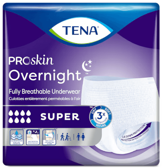 Lot Of 2 Tena, PRO Skin Overnight Fully Breathable Underwear, Medium, 14 Pack
