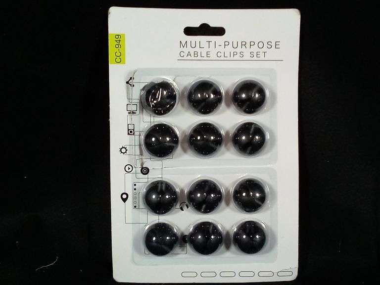 Lot of 12 Multipurpose Cable Clips Set – Black CC-949